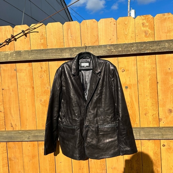 Vintage Pelle Studio black leather jacket-sz XL minimalist button winter fall‎ - Picture 3 of 9